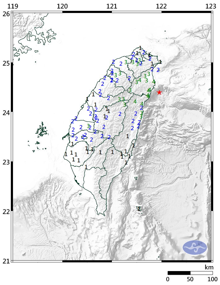 新春最大震度宜蘭深層地震芮式5.5級 宜花四級