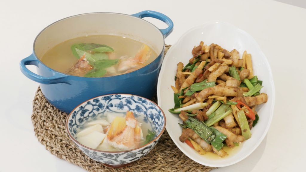 純樸溫暖家常菜：竹筍菜脯小炒 醬瓜竹筍鮮魚湯